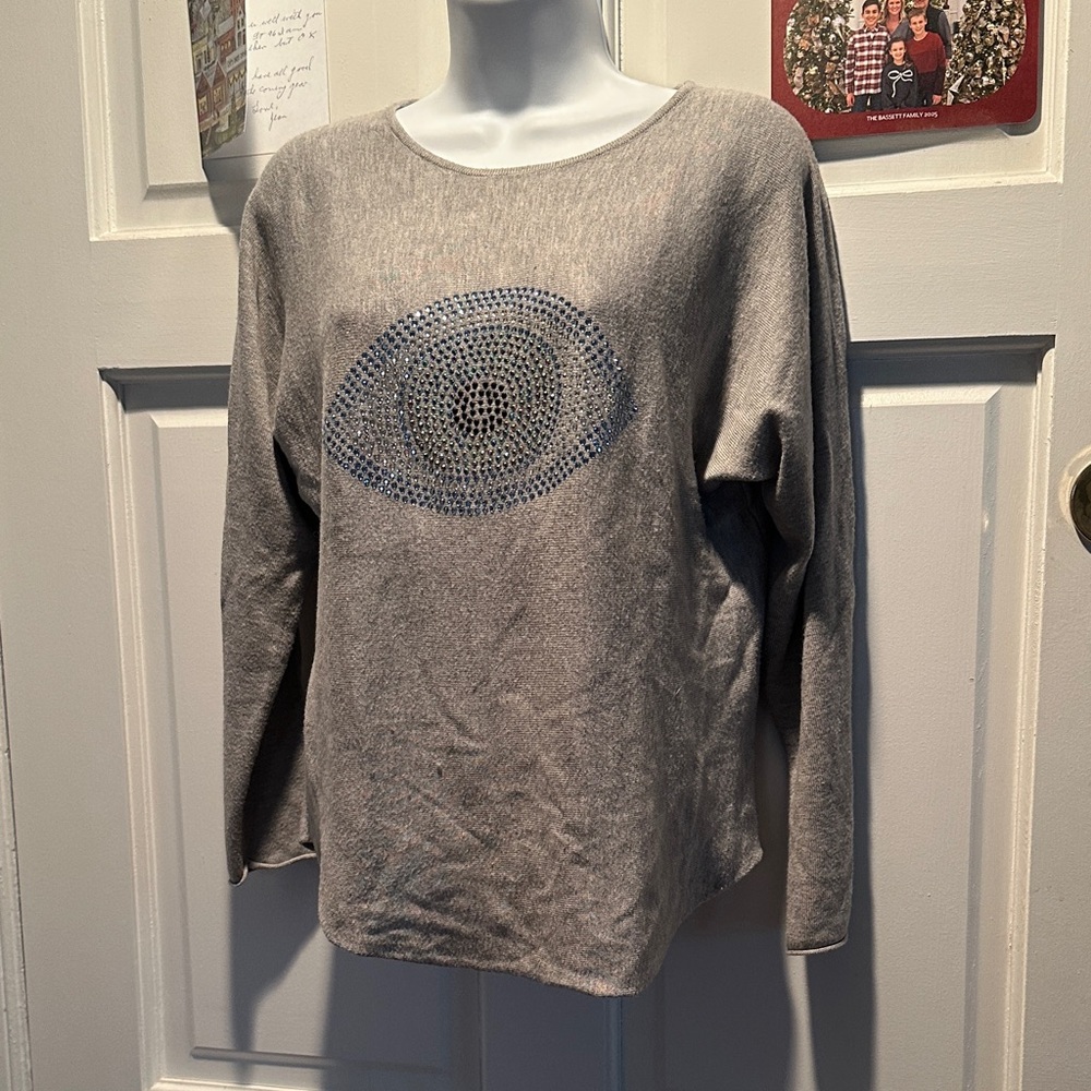 Rachel Zoe Gray Knit Crewneck Sweater